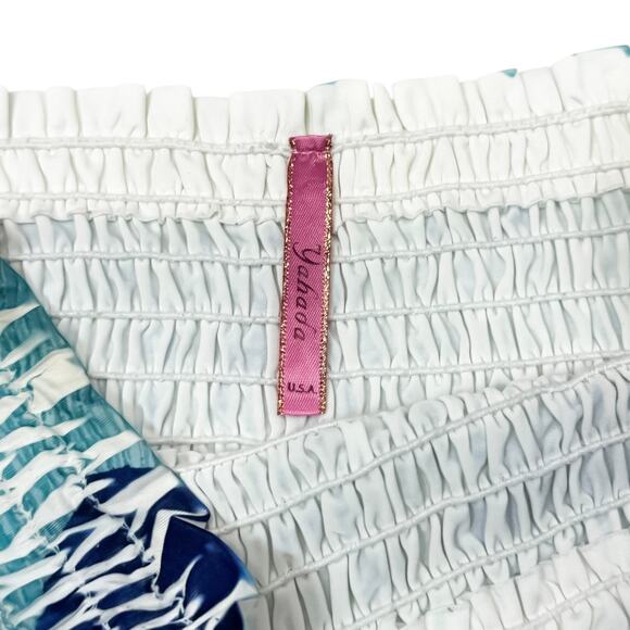 Yahada Blue Floral Smocked Strapless Maxi Dress - Medium - Picture 7 of 9